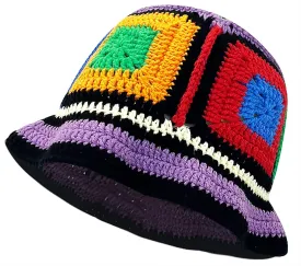 XYIYI Women Crochet Bucket Hat Knit Handmade Foldable Beach Hat Cute Hand Woven Fishing Hat