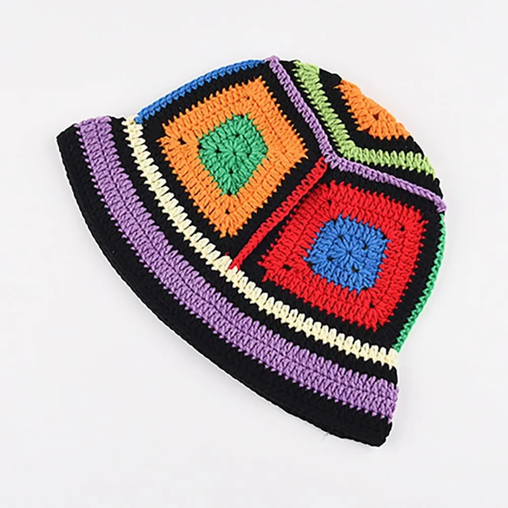 XYIYI Women Crochet Bucket Hat Knit Handmade Foldable Beach Hat Cute Hand Woven Fishing Hat