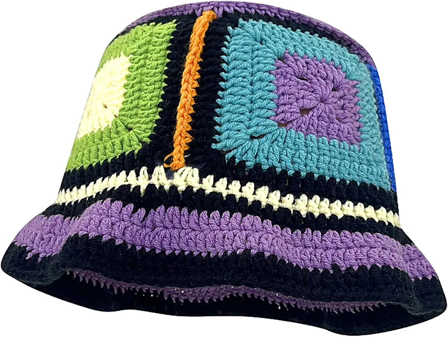 XYIYI Women Crochet Bucket Hat Knit Handmade Foldable Beach Hat Cute Hand Woven Fishing Hat