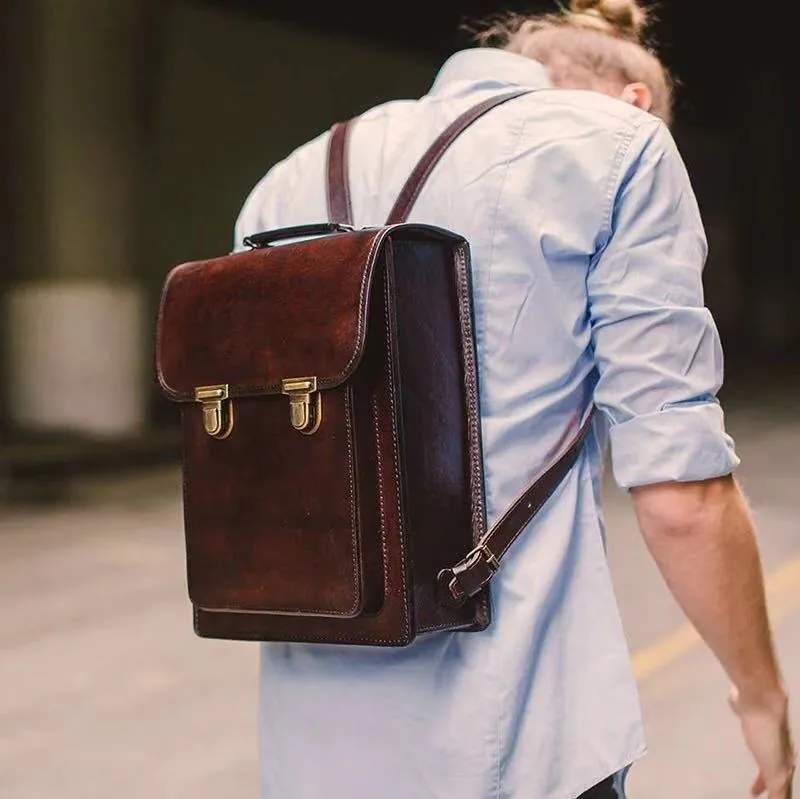 YAAGLE Women Fashion Tanned Leather Backpack YG43020