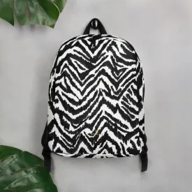 Zebra Backpack, Black Animal Print Laptop Travel Commuter Minimalist Bag- Made in EU