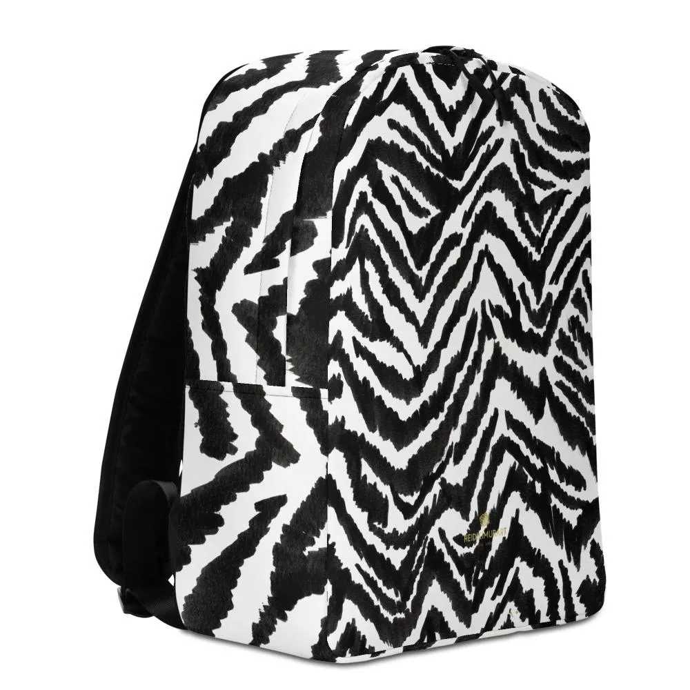 Zebra Backpack, Black Animal Print Laptop Travel Commuter Minimalist Bag- Made in EU