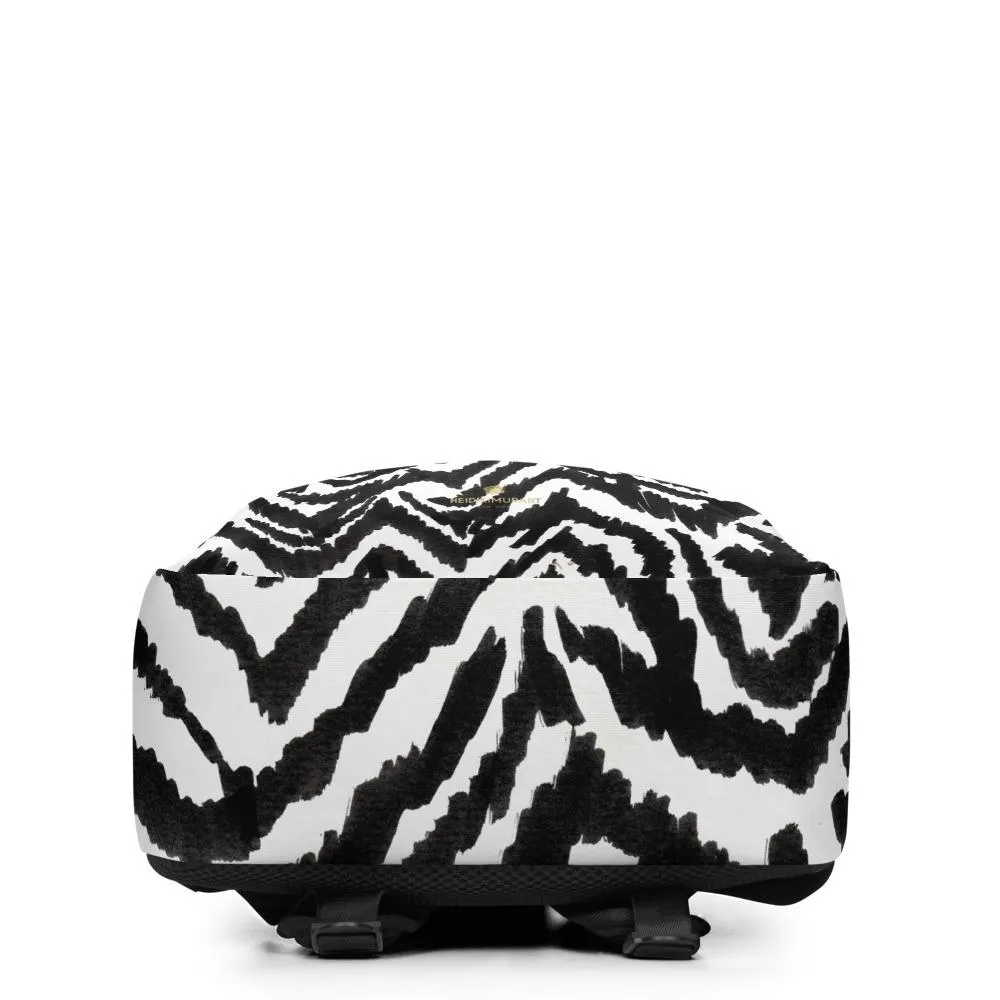 Zebra Backpack, Black Animal Print Laptop Travel Commuter Minimalist Bag- Made in EU