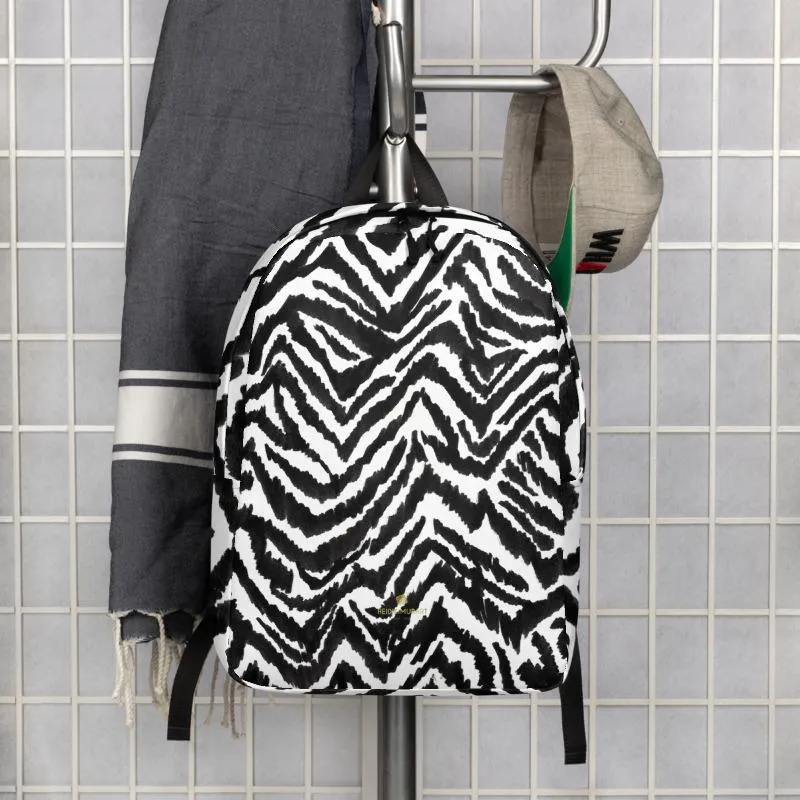 Zebra Backpack, Black Animal Print Laptop Travel Commuter Minimalist Bag- Made in EU