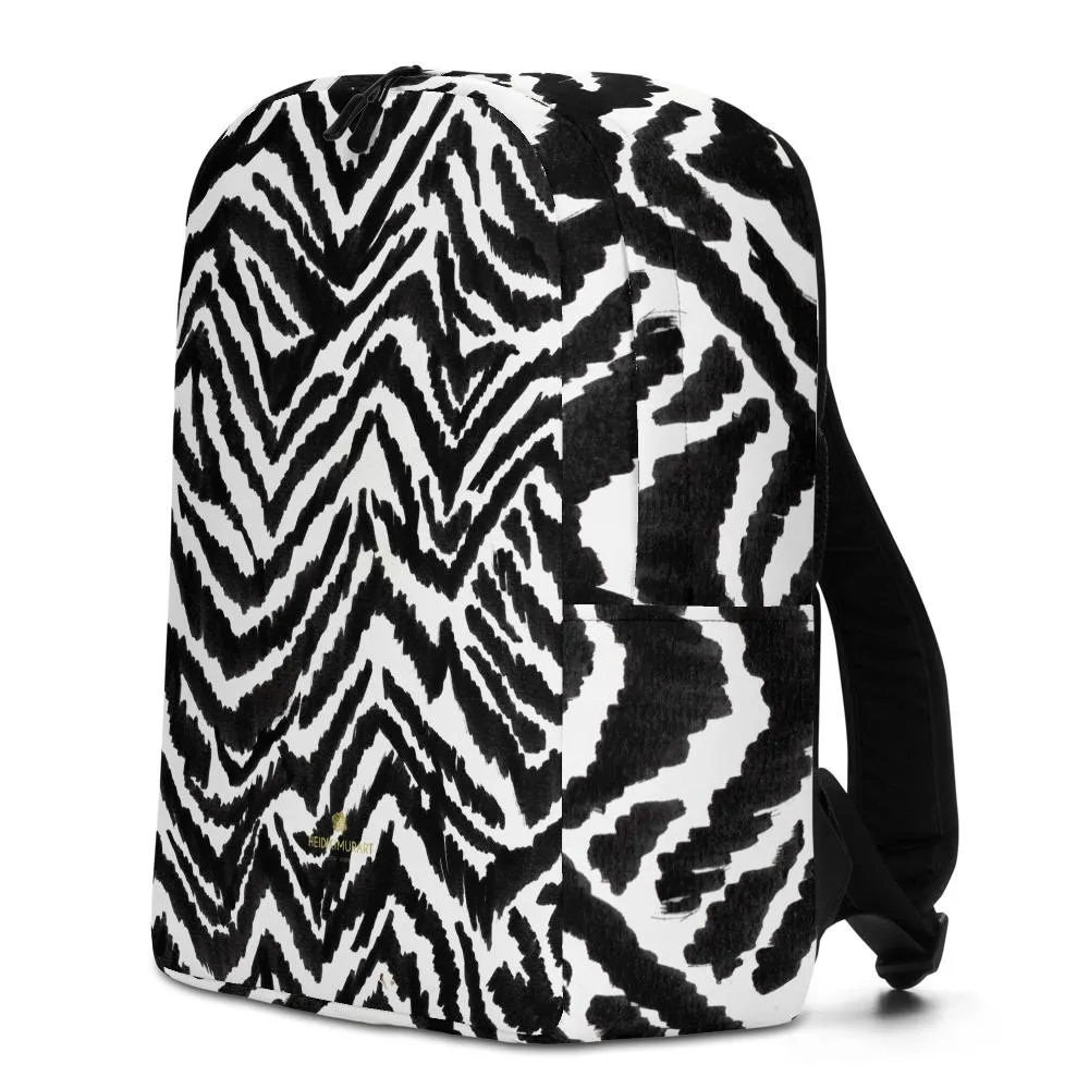 Zebra Backpack, Black Animal Print Laptop Travel Commuter Minimalist Bag- Made in EU