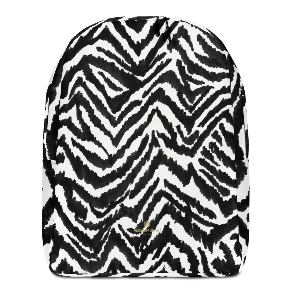 Zebra Backpack, Black Animal Print Laptop Travel Commuter Minimalist Bag- Made in EU