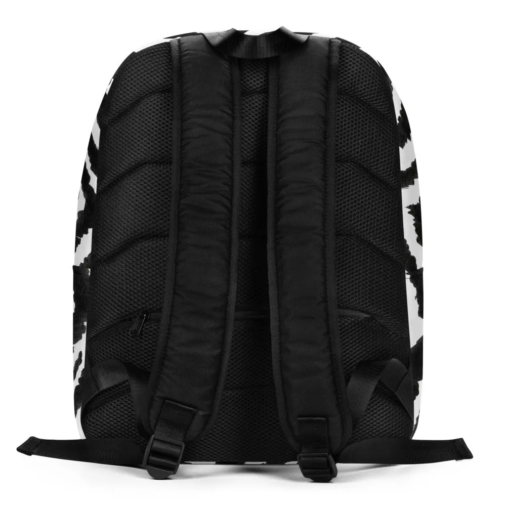 Zebra Backpack, Black Animal Print Laptop Travel Commuter Minimalist Bag- Made in EU